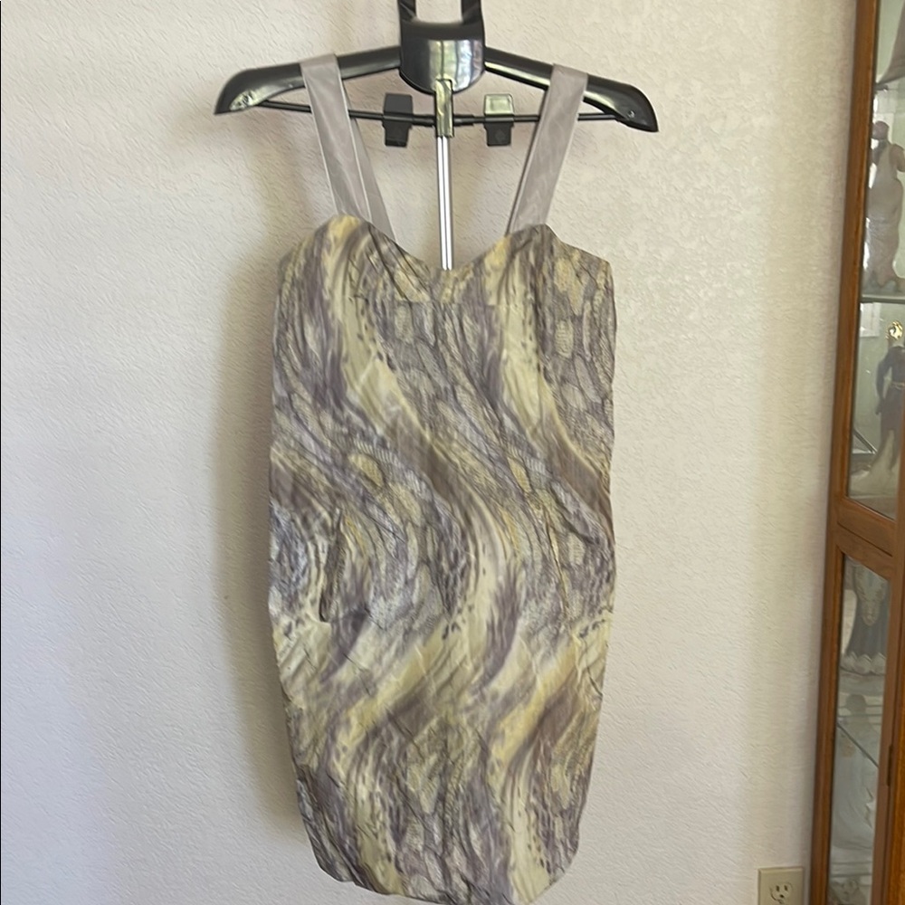 YIGAL AZROUËL Yellow and Gray POLY/METAL SHEATH DRESS